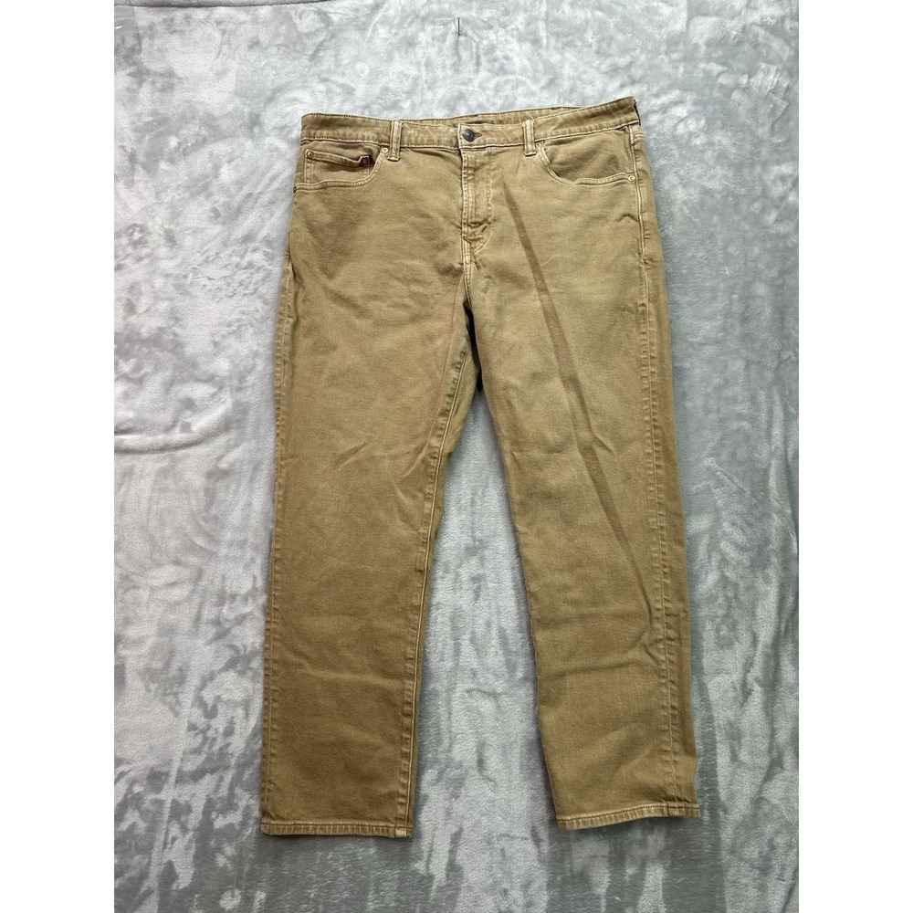 American Eagle Jeans Mens Sz 38x30 Slim Straight Tan Easy Flex Active Denim Guys